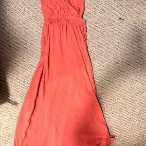 Lulu's Coral Smocked Waist Maxi Skirt